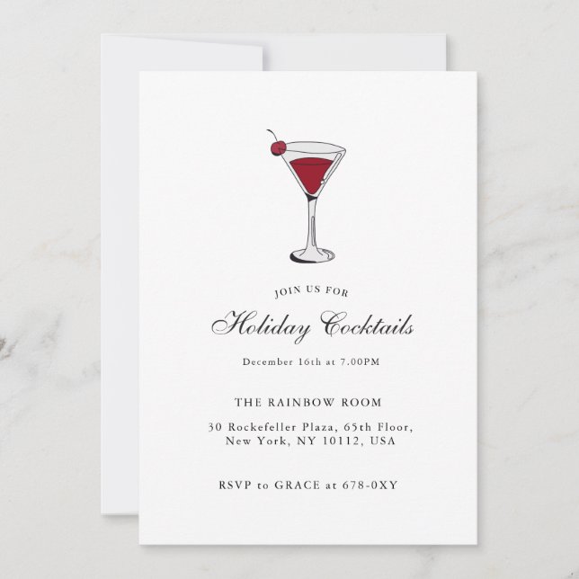 Whimsical Joyful Festive Holiday Cocktails Invitation (Front)
