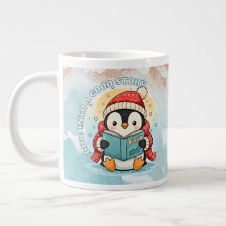 Whimsical Jumbo Penguin Storytelling Coffee Tea Mu Large Coffee Mug