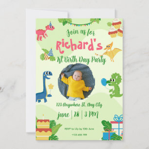 Whimsical Jungle Animals 1st Birthday Invitation