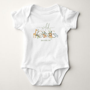 Whimsical Jungle Animals Wild One 1st Birthday Baby Bodysuit