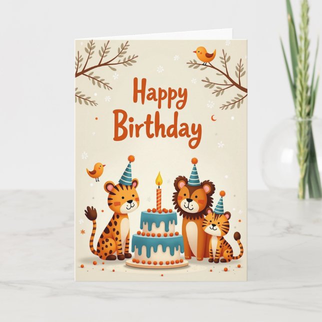 Whimsical Jungle Birthday Card (Front)