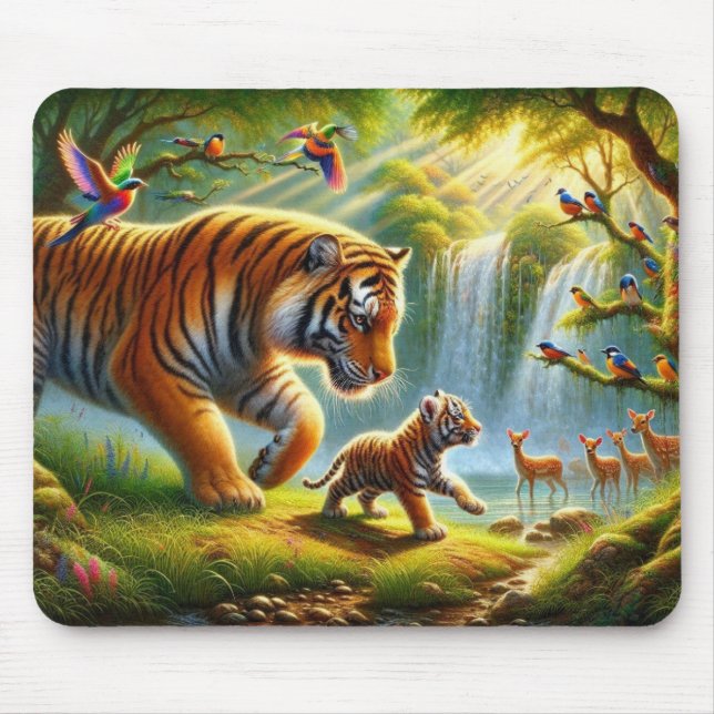 Whimsical Jungle Paradise Painting Mouse Mat (Front)
