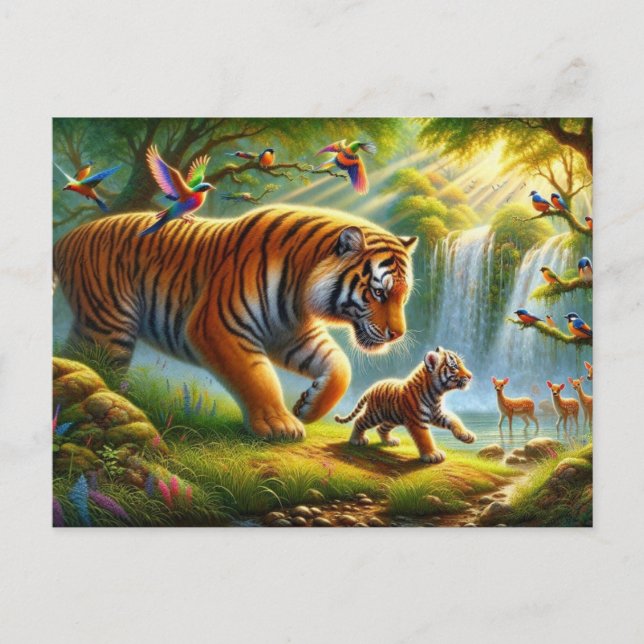 Whimsical Jungle Paradise Painting Postcard (Front)