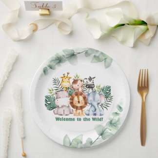 Whimsical Jungle Safari Animal Birthday Invitation Paper Plate