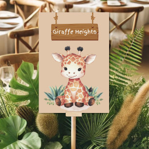 Whimsical Jungle Safari Giraffe Table Sign Number