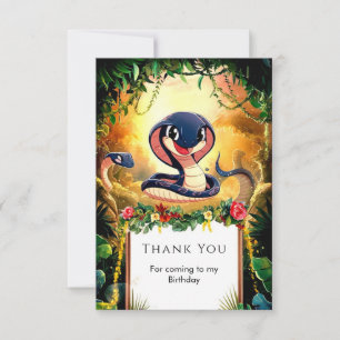 Whimsical Jungle Snake Birthday Thank You Card