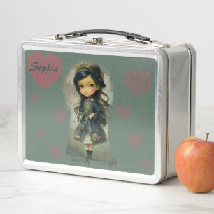 Whimsical Kawaii Fairy Tale Girl Metal Lunch Box