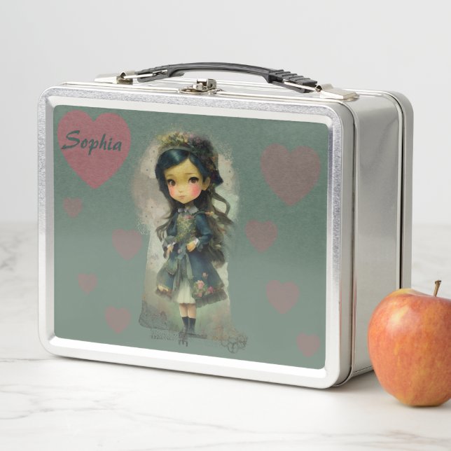 Whimsical Kawaii Fairy Tale Girl Metal Lunch Box (In Situ)