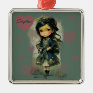 Whimsical Kawaii Fairy Tale Girl Metal Tree Decoration