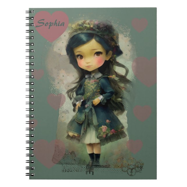 Whimsical Kawaii Fairy Tale Girl Notebook (Front)