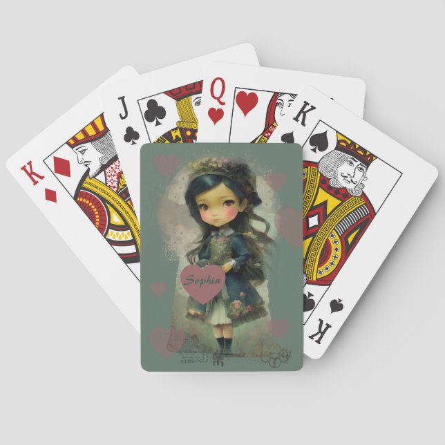 Whimsical Kawaii Fairy Tale Girl Playing Cards (Back)