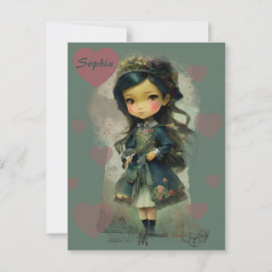 Whimsical Kawaii Fairy Tale Girl Postcard