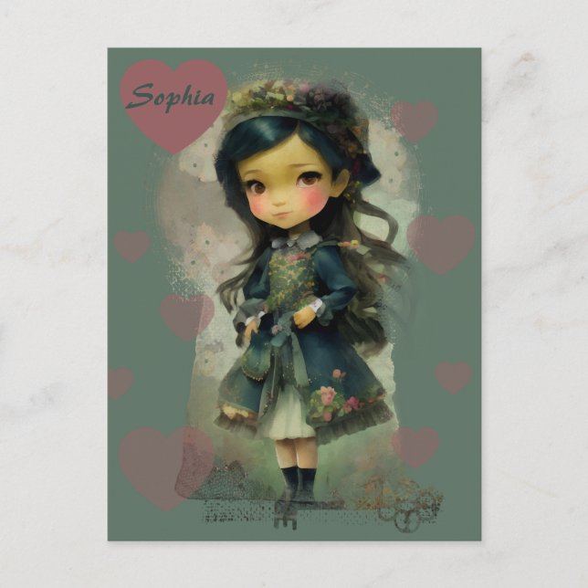 Whimsical Kawaii Fairy Tale Girl Postcard (Front)