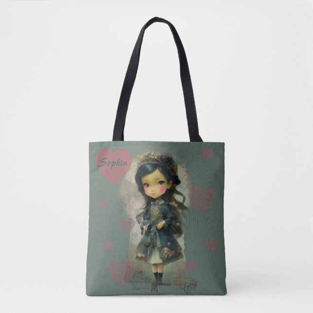 Whimsical Kawaii Fairy Tale Girl Tote Bag (Front)