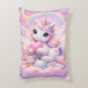 Whimsical Kawaii Unicorn & Friends Pastel Cloud Decorative Cushion