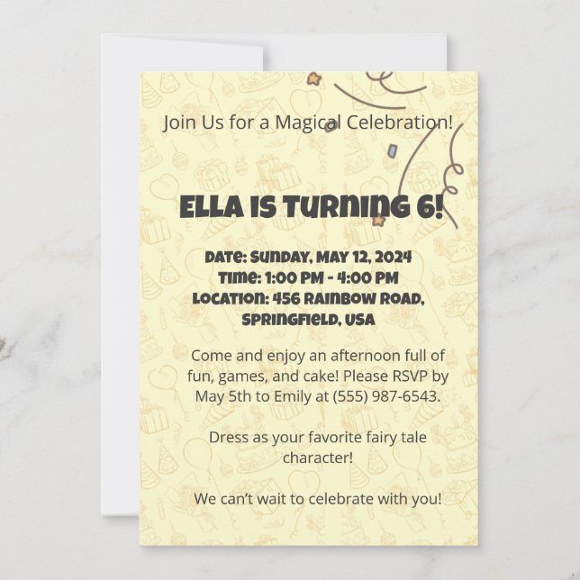 Whimsical Kids' Birthday Invitation (Front)