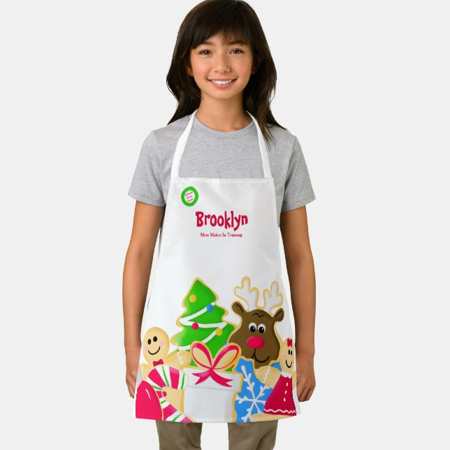 Whimsical Kids Christmas Baking Cookie Exchange Apron (Insitu)