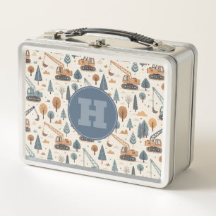 Whimsical Kids Construction Metal Lunchbox