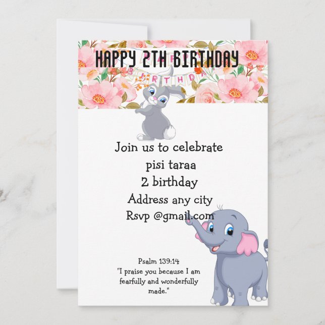 Whimsical Kids Floral Gift Bag | Colourful Birthda Holiday Card (Front)