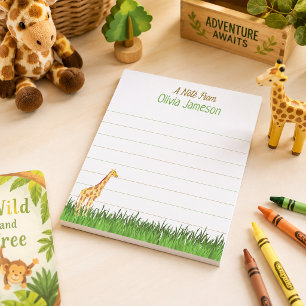 Whimsical Kid's Name GIRAFFE Lined Notepad