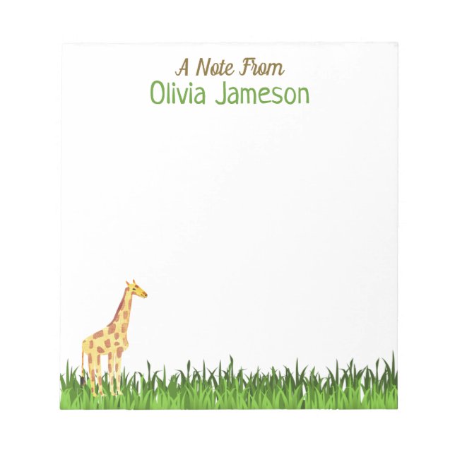 Whimsical Kid's Name GIRAFFE  Notepad (Front)