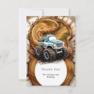 Whimsical Kids' Road Monster Truck Birthday Thank You Card