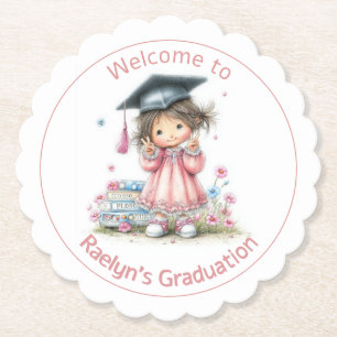 Whimsical Kindergarten Graduation Celebration Paper Coaster