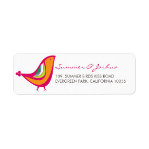 Whimsical Kissing Summer Love Birds Return Address