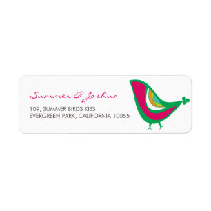 Whimsical Kissing Summer Love Birds Return Address