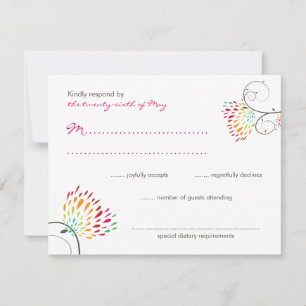 Whimsical Kissing Summer Love Birds Wedding RSVP
