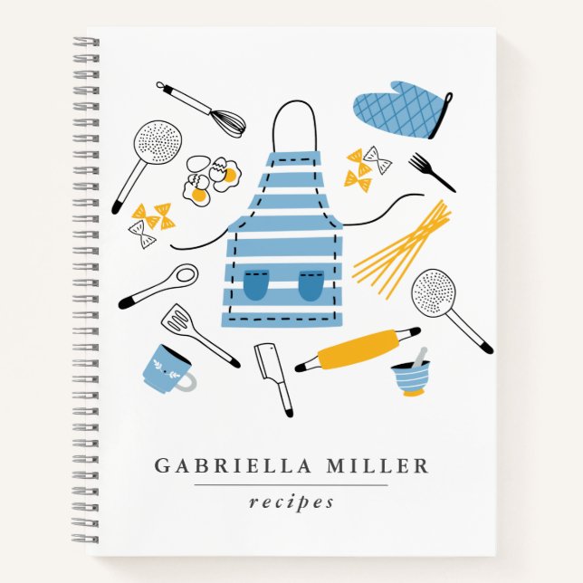 Whimsical Kitchen Tools Personalised Recipe Notebo Notebook (Front)