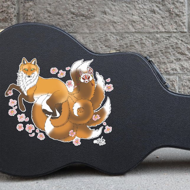 Whimsical Kitsune Fox Blue Cherry Blossoms Fantasy (Creator Uploaded)