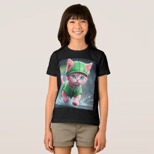 Whimsical Kitten Rain Run Premium Unisex Youth Tee