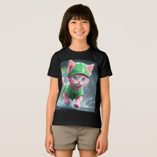 Whimsical Kitten Rain Run Premium Unisex Youth Tee