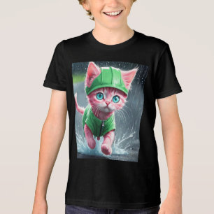 Whimsical Kitten Rain Run Premium Unisex Youth Tee