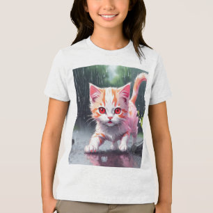 Whimsical Kitten Rain Run Premium Unisex Youth Tee