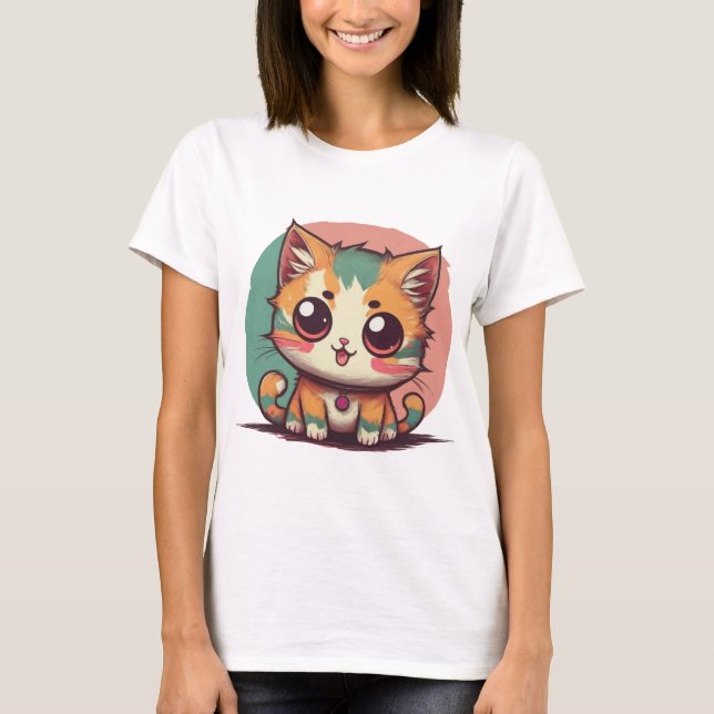 Whimsical Kitten T-Shirt - Purrfectly Adorable and (Front)