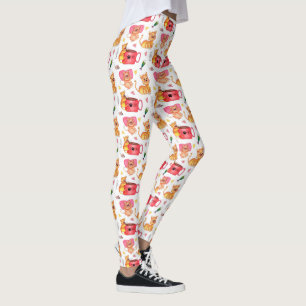 Whimsical Kitty Cats, Mice and Fish   Leggings