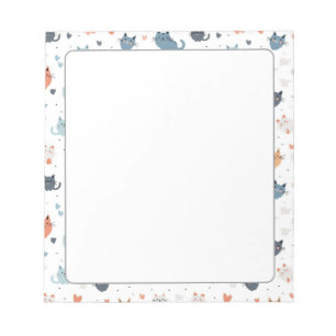 Whimsical Kitty Stationery Cute Cat Pattern Notepad