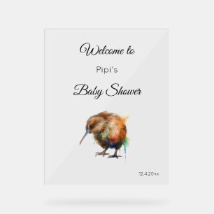 Whimsical Kiwi Bird Baby Shower Sweet Pipi Acrylic Sign