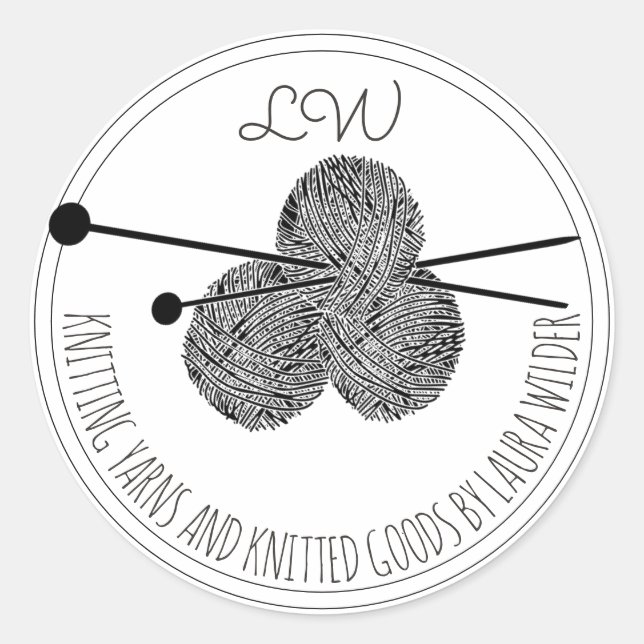 Whimsical Knitting Knitter Classic Round Sticker (Front)