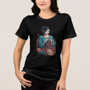 Whimsical Knitting Yarn Art T-Shirt Tri-Blend Shirt