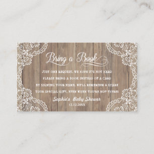 Whimsical Lace Old Barn Baby Shower Bring a Book Enclosure Card