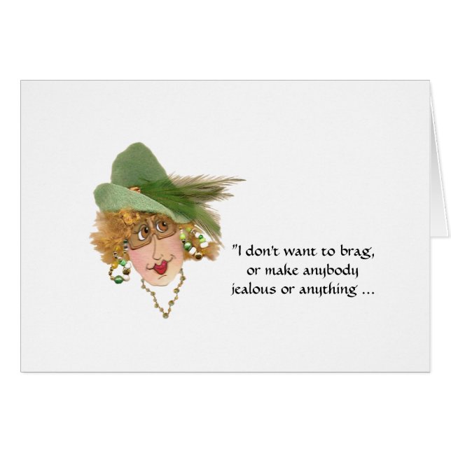 Whimsical Lady Fits Earrings in High School Card (Front Horizontal)