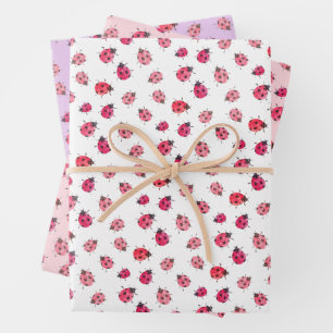 Whimsical Ladybug Art Hand-Illustrated Watercolor Wrapping Paper Sheet