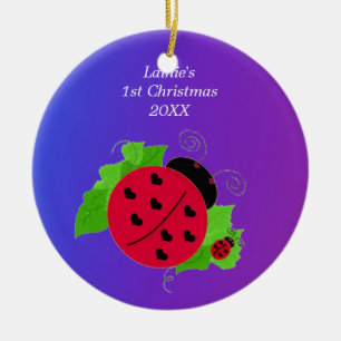 Whimsical Ladybug Baby's 1st Christmas Ceramic Tree Decoration