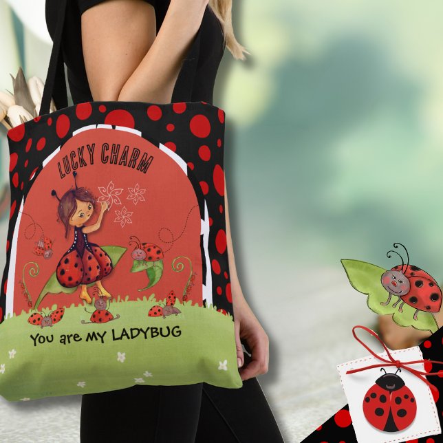 Whimsical Ladybug Garden "Lucky Charm" Wrap-Around Tote Bag (Whimsical Ladybug Garden Lucky Charm Wrap-Around Tote Bag)