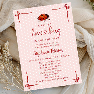 Whimsical Ladybug Little Love Bug Girl Baby Shower Invitation