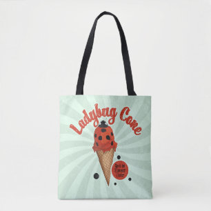Whimsical Ladybug Retro Ice Cream Art Tote Bag
