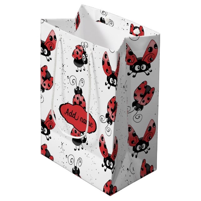 Whimsical Ladybug With Paint Splatters Medium Gift Medium Gift Bag (Front Angled)